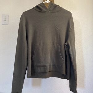 Pact Women’s Organic Cotton Olive Green Waffle Knit Hoodie Pullover Size Medium